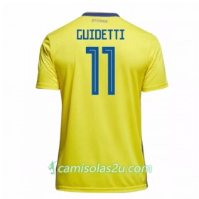 Camisolas de Futebol Suécia Guidetti 11 Equipamento Principal Copa do Mundo 2018 Manga Curta